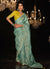 Teal And Yellow Reshamkari Embroidery Fancy Silk Saree