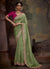 Green And Pink Multi Embroidery Wedding Silk Saree