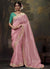 Pink And Turquoise Multi Embroidery Wedding Silk Saree