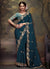 Royal Blue Multi Embroidery Wedding Silk Saree