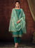 Teal Blue Sequence Embroidery Pant Style Suit