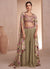 Hazy Green Sequence Embroidery Cape Style Palazzo