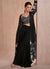Black And White Sequence Embroidery Cape Style Palazzo