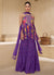 Purple Multi Embroidery Floral Printed Sharara Style Suit