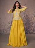 Bright Yellow Handwork Embroidered Anarkali Gown