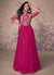 Fuchsia Pink Embroidered Chinnon Anarkali Gown