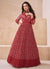 Crimson Red Designer Embroidered Anarkali Gown Dress