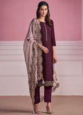 Purple Two Tone Chikankari Embroidery Pant Suit