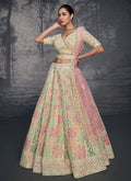 Pink And Green Traditional Embroidered Bridal Lehenga Choli