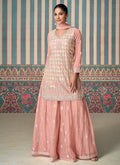 Blush Pink Designer Embroidery Chinnon Sharara Suit