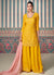 Yellow And Pink Designer Embroidery Chinnon Sharara Suit