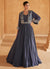 Pansy Blue Embroidered Designer Gown With Jacket