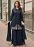 Dark Blue Handwork Embroidery Party Wear Palazzo Suit