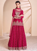 Crimson Red Embroidered Lehenga Kurti