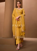 Golden Yellow Crystal Embroidered Pant Style Suit