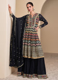 Black Multi Embroidery Sharara Style Suit