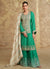 Green And Off White Embroidered Gharara Style Suit