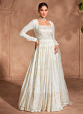 Pearl White Chikankari Embroidery Anarkali Gown