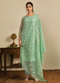 Green Thread Work Embroidery Pakistani Pant Suit