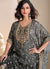 Grey Black Multi-Embroidery Poncho Style Pant Suit