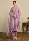 Purple Thread Work Embroidery Pakistani Pant Suit