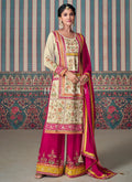 Cream And Pink Pakistani Palazzo Suit