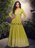 Lime Green Traditional Silk Anarkali Suit