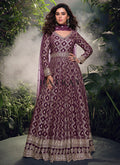 Deep Wine Traditional Silk Anarkali Suit