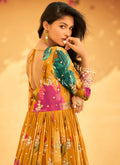 Yellow Embroidered Floral Anarkali Dress