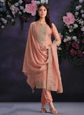 Peach Designer Embroidery Pakistani Pant Suit