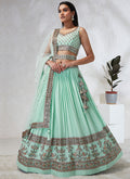 Sea Green Multi Embroidery Wedding Lehenga Choli And Dupatta