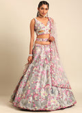 Silver Grey Multi Embroidery Lehenga Choli And Dupatta