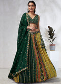 Green Multicoloured Tradition Embroidery Wedding Lehenga Choli