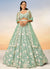 Sage Green Sequence Embroidery Bridal Lehenga Choli For Indian Wedding