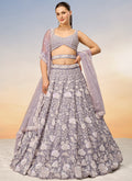 Lavender Sequence Embroidery Bridal Lehenga Choli For Indian Wedding