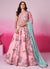 Pink And Blue Embroidery Festive Lehenga Choli