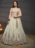 Mint Green Multi Embroidered Bridal Lehenga Choli