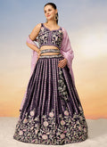 Deep Purple Embroidered Bridal Lehenga Choli