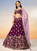 Wine And Pink Bridal Embroidered Lehenga Choli