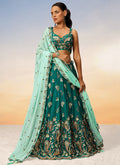 Dark Green Bridal Embroidered Lehenga Choli