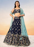 Navy Blue Bridal Embroidered Lehenga Choli