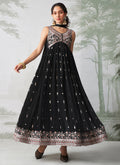 Black Multi Embroidery Traditional Anarkali Suit