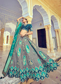 Teal Blue Embroidery Wedding Lehenga Choli