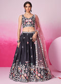 Charcoal Grey Embroidered Bridal Lehenga Choli