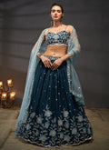 Dark Blue Embroidered Bridal Lehenga Choli