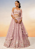 Blush Pink Multi Embroidery Bridal Lehenga Choli