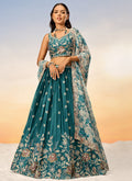 Turquoise Multi Embroidery Bridal Lehenga Choli