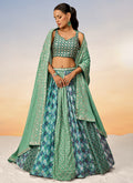 Green Two Tone Sequence Embroidery Bridal Lehenga Choli