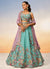 Teal Blue Multi Embroidery Bridal Lehenga Choli