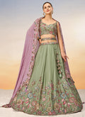 Pastel Green Multi Embroidery Bridal Lehenga Choli